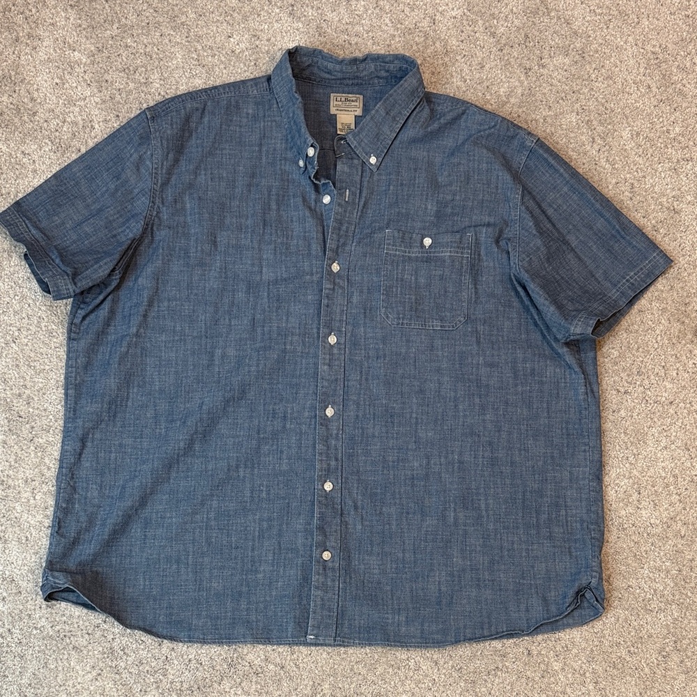 L.L. Bean Casual Denim Blue Button-Down Shirt